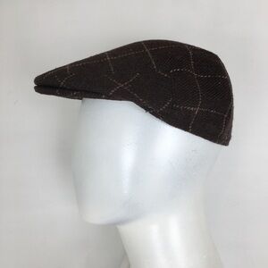 Jaxon Men’s Newsboy Wool Plaid Cap Hat Brown Size Small